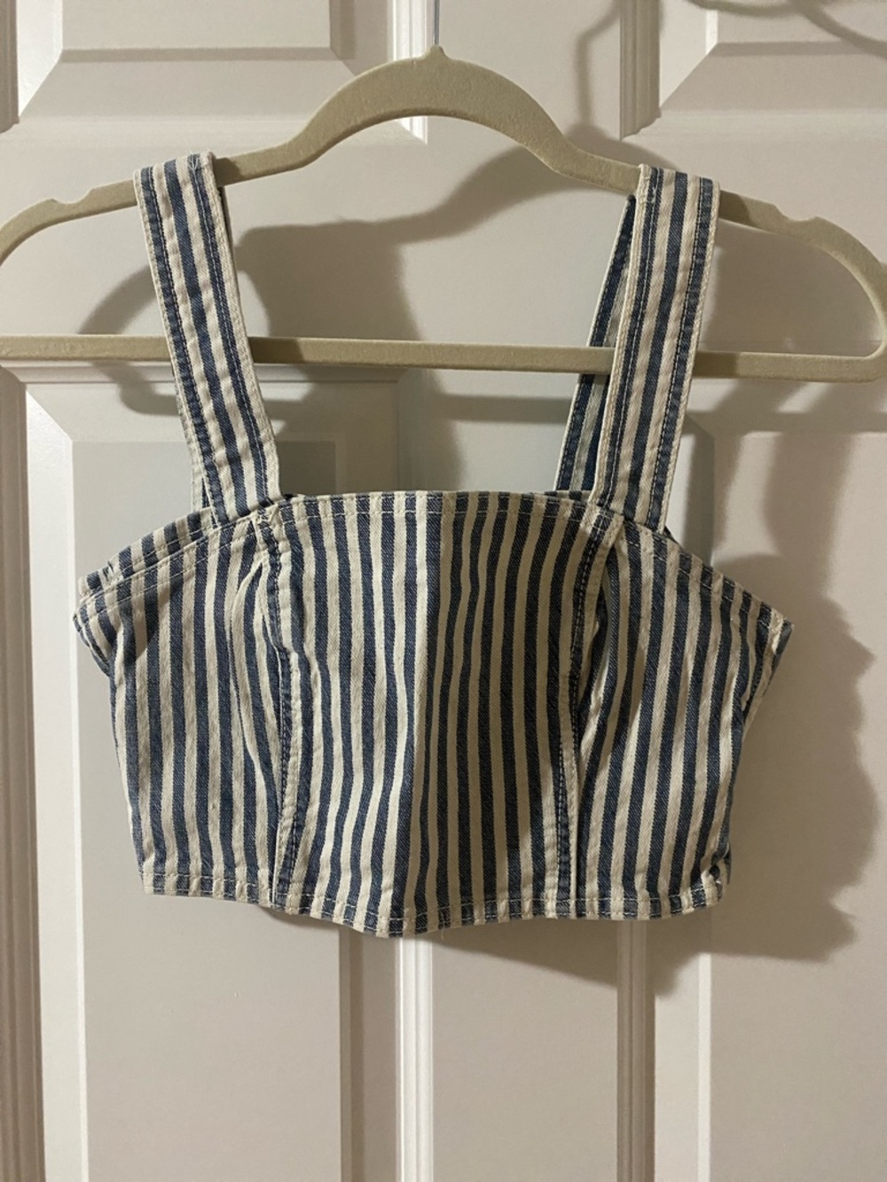 Zara Navy and White Striped Bandeau Top